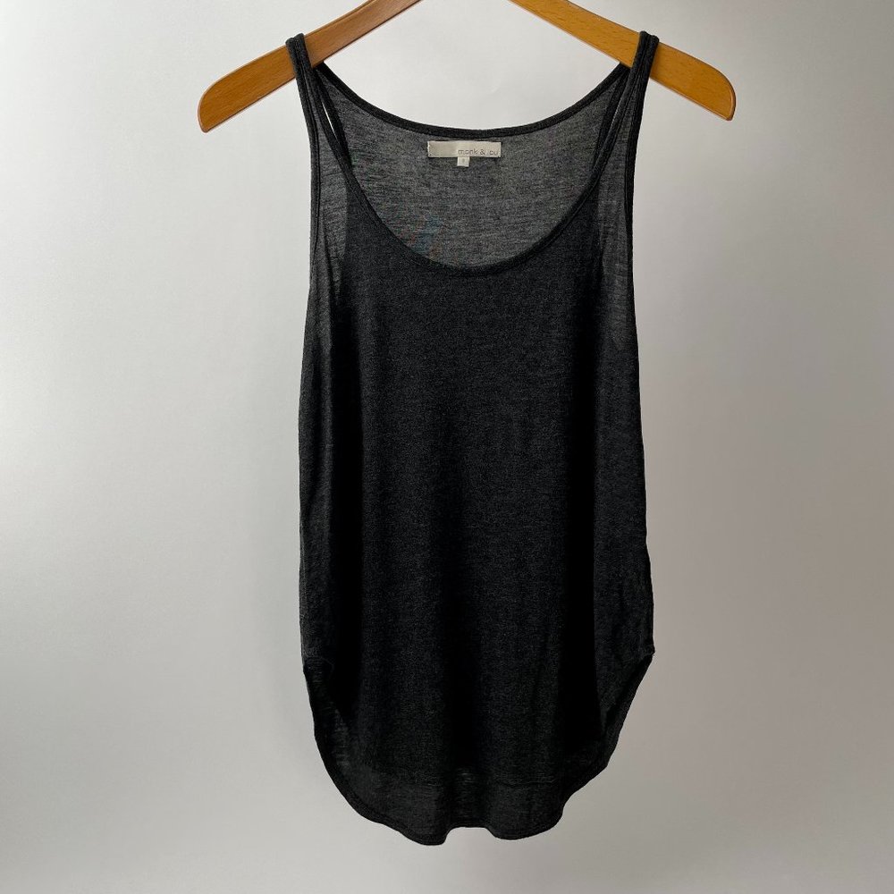 Monk & Lou Lightweight Charcoal Grey Thin Strap Tank Top, Size S